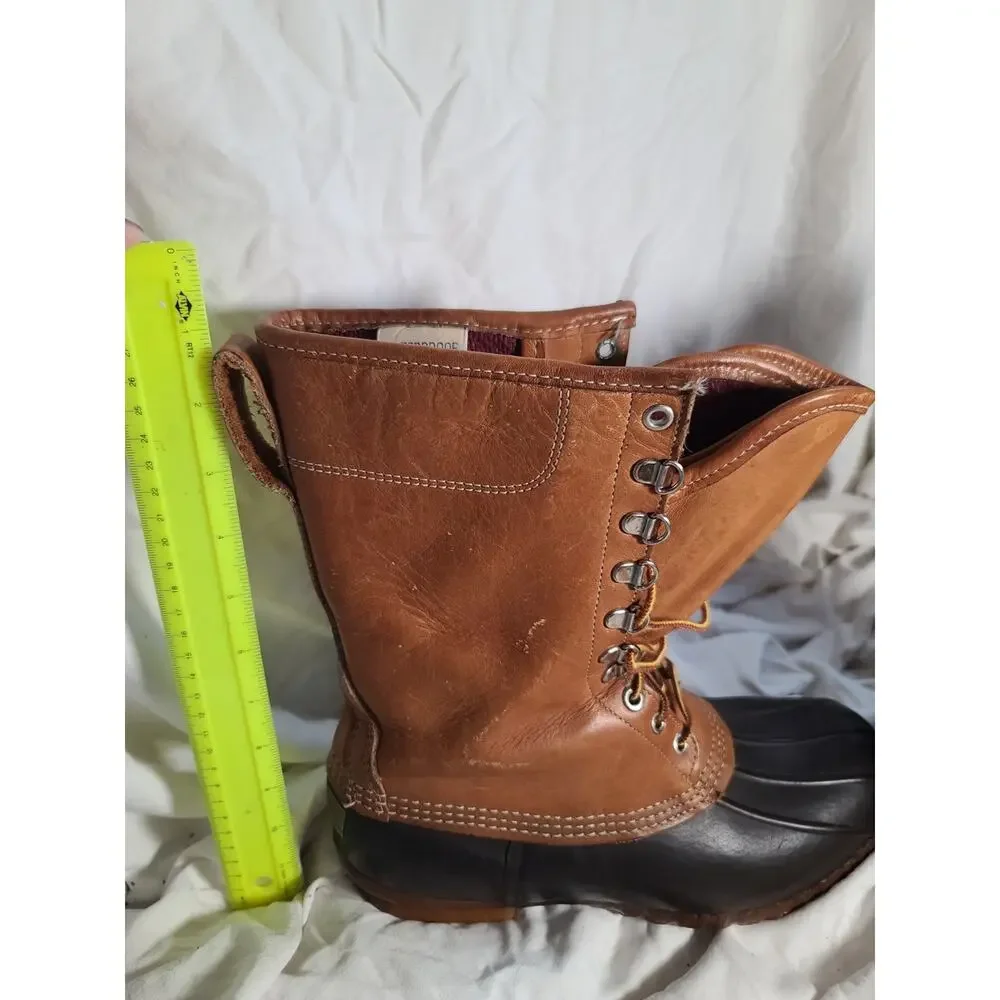 L.L. Bean Two-Tone Leather and Rubber Duck Boots in Brown and Black
